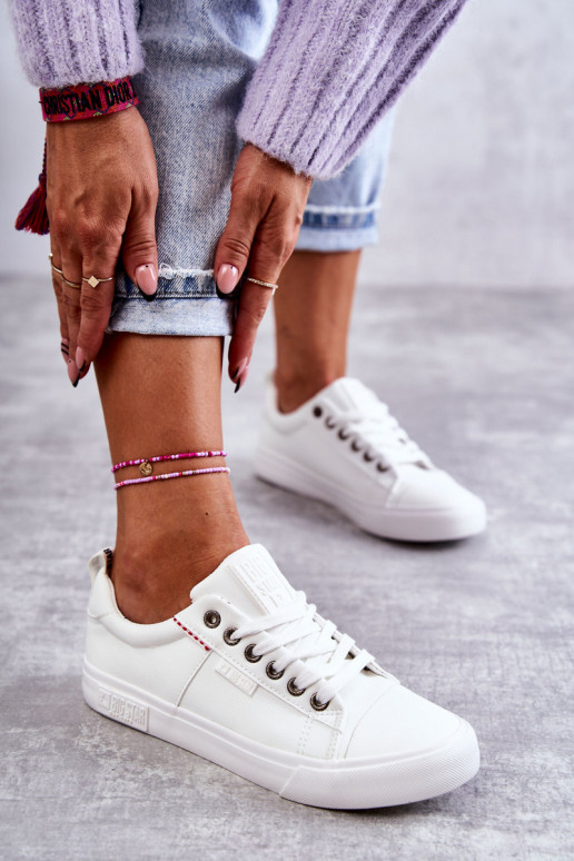 Faible Baskets en cuir pour femme Big Star KK274005 couleur blanche