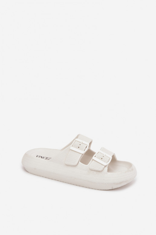 Pantoufles légères Pantoufles pour femmes avec boucles Vinceza 76056 couleur blanche Pantoufles légères Pantoufles pour femmes avec boucles Vinceza 76056 couleur blanche