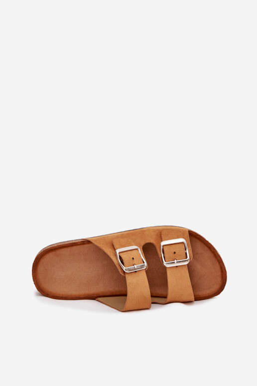 Pantoufles pour femmes avec une plateforme avec boucles marron Livara Pantoufles pour femmes avec une plateforme avec boucles marron Livara
