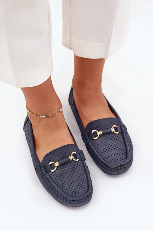 mocassins pour femmes avec des éléments ajourés avec des ornements bleu foncé Kaydance mocassins pour femmes avec des éléments ajourés avec des ornements bleu foncé Kaydance