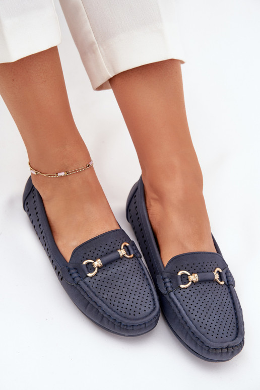 mocassins pour femmes avec des éléments ajourés avec des ornements bleu foncé Kaydance mocassins pour femmes avec des éléments ajourés avec des ornements bleu foncé Kaydance