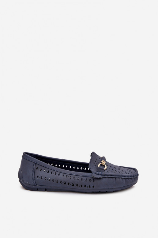 mocassins pour femmes avec des éléments ajourés avec des ornements bleu foncé Kaydance mocassins pour femmes avec des éléments ajourés avec des ornements bleu foncé Kaydance