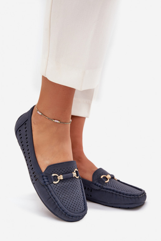 mocassins pour femmes avec des éléments ajourés avec des ornements bleu foncé Kaydance mocassins pour femmes avec des éléments ajourés avec des ornements bleu foncé Kaydance