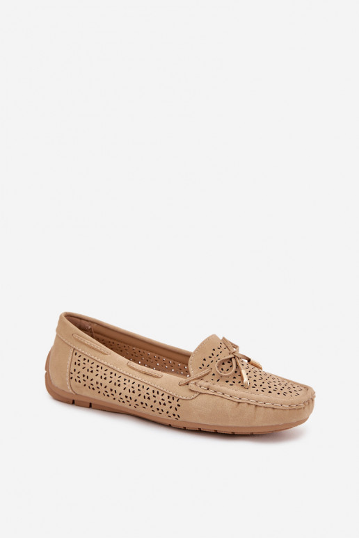 mocassins pour femmes avec des éléments ajourés I DANSiązaniem couleur kaki Mirisa mocassins pour femmes avec des éléments ajourés I DANSiązaniem couleur kaki Mirisa