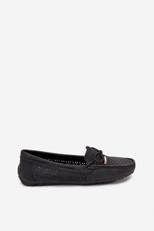 mocassins pour femmes avec des éléments ajourés I DANSiązaniem couleur noire Mirisa mocassins pour femmes avec des éléments ajourés I DANSiązaniem couleur noire Mirisa