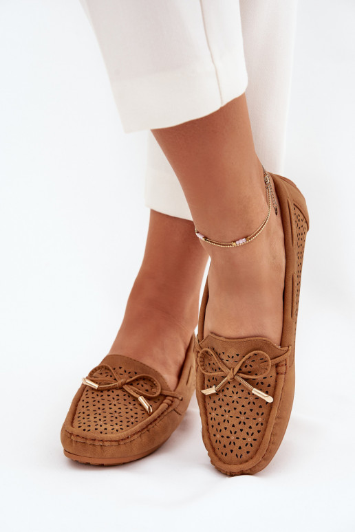 mocassins pour femmes avec des éléments ajourés I DANSiązaniem marron Mirisa mocassins pour femmes avec des éléments ajourés I DANSiązaniem marron Mirisa
