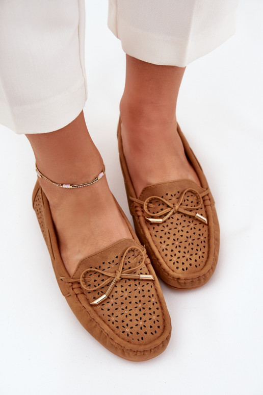 mocassins pour femmes avec des éléments ajourés I DANSiązaniem marron Mirisa mocassins pour femmes avec des éléments ajourés I DANSiązaniem marron Mirisa