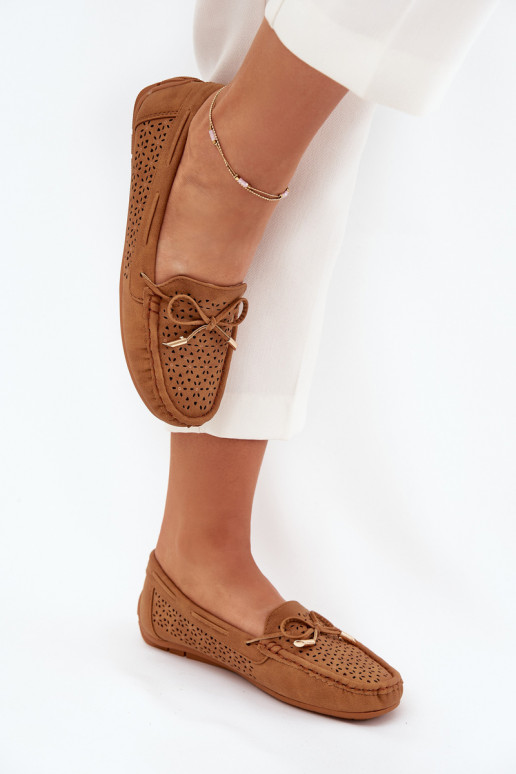 mocassins pour femmes avec des éléments ajourés I DANSiązaniem marron Mirisa mocassins pour femmes avec des éléments ajourés I DANSiązaniem marron Mirisa