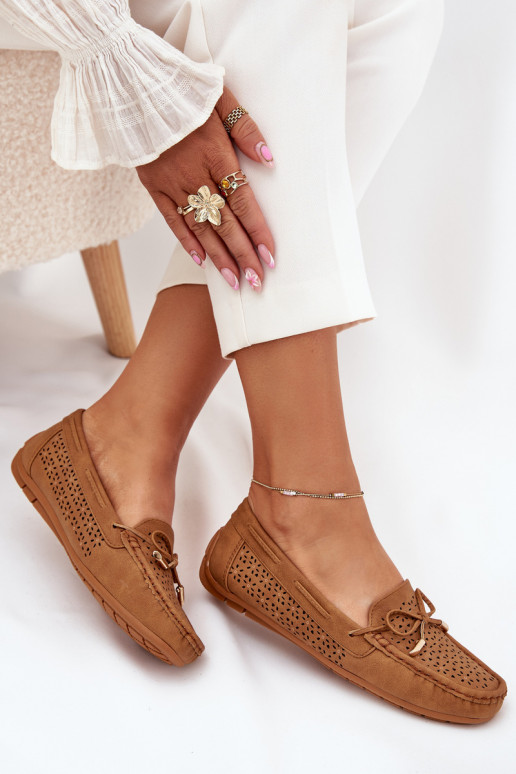 mocassins pour femmes avec des éléments ajourés I DANSiązaniem marron Mirisa mocassins pour femmes avec des éléments ajourés I DANSiązaniem marron Mirisa