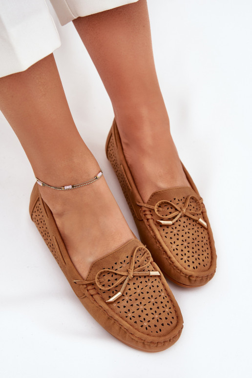 mocassins pour femmes avec des éléments ajourés I DANSiązaniem marron Mirisa mocassins pour femmes avec des éléments ajourés I DANSiązaniem marron Mirisa