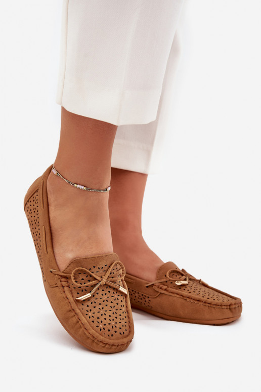 mocassins pour femmes avec des éléments ajourés I DANSiązaniem marron Mirisa mocassins pour femmes avec des éléments ajourés I DANSiązaniem marron Mirisa