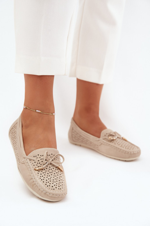 mocassins pour femmes avec des éléments ajourés I DANSiązaniem beige Mirisa mocassins pour femmes avec des éléments ajourés I DANSiązaniem beige Mirisa