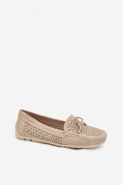 mocassins pour femmes avec des éléments ajourés I DANSiązaniem beige Mirisa mocassins pour femmes avec des éléments ajourés I DANSiązaniem beige Mirisa