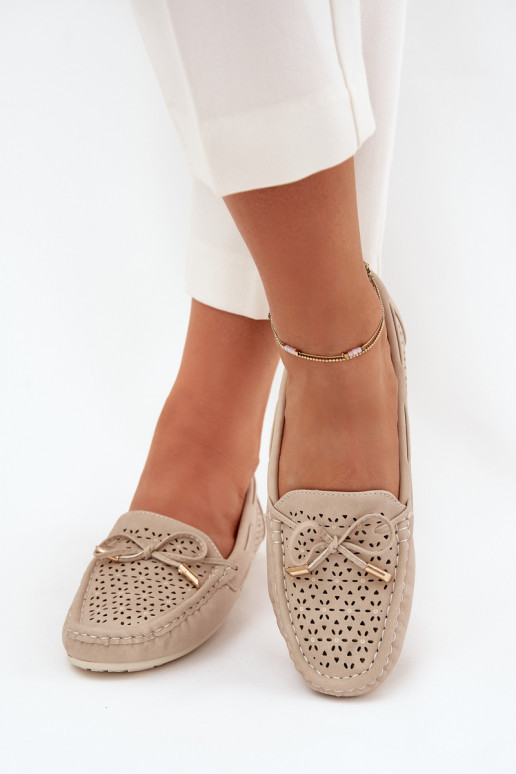 mocassins pour femmes avec des éléments ajourés I DANSiązaniem beige Mirisa mocassins pour femmes avec des éléments ajourés I DANSiązaniem beige Mirisa