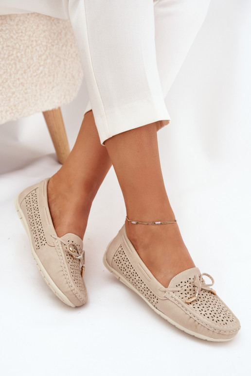 mocassins pour femmes avec des éléments ajourés I DANSiązaniem beige Mirisa mocassins pour femmes avec des éléments ajourés I DANSiązaniem beige Mirisa