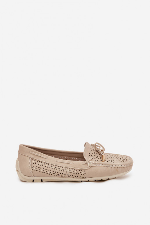 mocassins pour femmes avec des éléments ajourés I DANSiązaniem beige Mirisa mocassins pour femmes avec des éléments ajourés I DANSiązaniem beige Mirisa