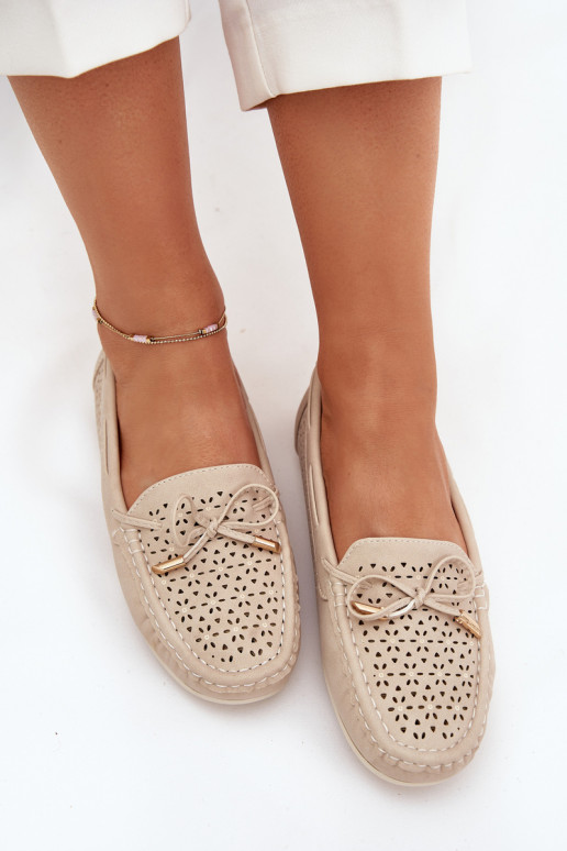 mocassins pour femmes avec des éléments ajourés I DANSiązaniem beige Mirisa mocassins pour femmes avec des éléments ajourés I DANSiązaniem beige Mirisa