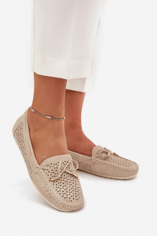 mocassins pour femmes avec des éléments ajourés I DANSiązaniem beige Mirisa mocassins pour femmes avec des éléments ajourés I DANSiązaniem beige Mirisa