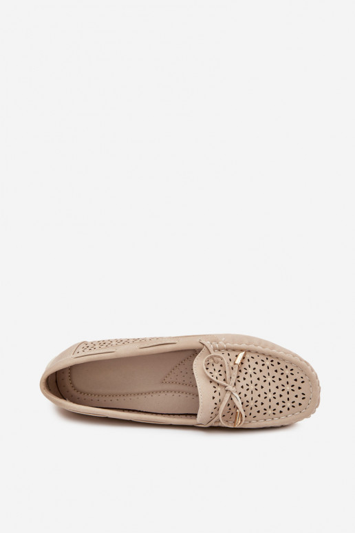 mocassins pour femmes avec des éléments ajourés I DANSiązaniem beige Mirisa mocassins pour femmes avec des éléments ajourés I DANSiązaniem beige Mirisa