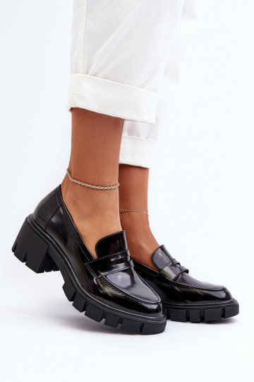 Mocassins pour femmes sur talons épais Big Star NN274055 de couleur noire 2