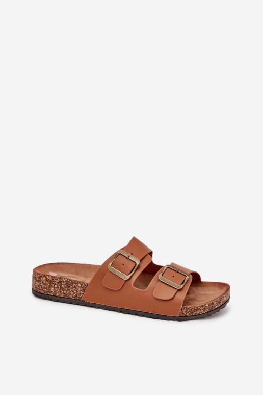 Féminin Chaussons avec une plateforme avec boucles marron Vesina Féminin Chaussons avec une plateforme avec boucles marron Vesina