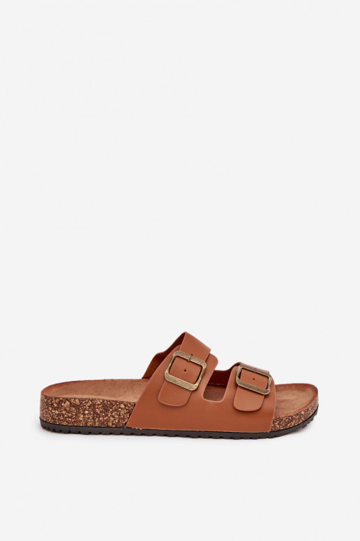 Féminin Chaussons avec une plateforme avec boucles marron Vesina Féminin Chaussons avec une plateforme avec boucles marron Vesina