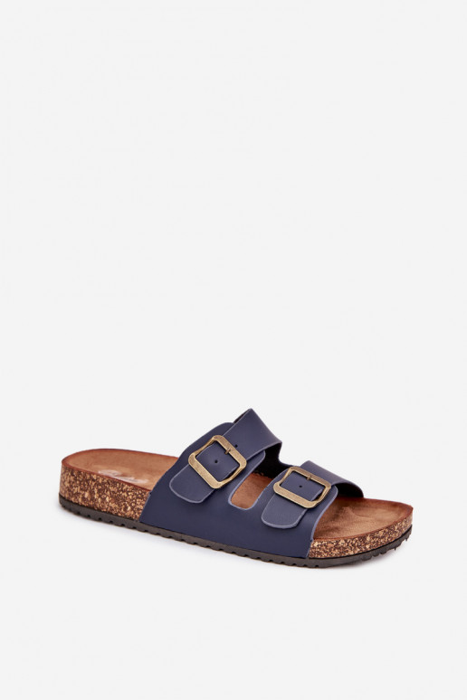 Féminin Chaussons avec une plateforme avec boucles bleu foncé Vesina Féminin Chaussons avec une plateforme avec boucles bleu foncé Vesina