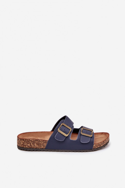 Féminin Chaussons avec une plateforme avec boucles bleu foncé Vesina Féminin Chaussons avec une plateforme avec boucles bleu foncé Vesina