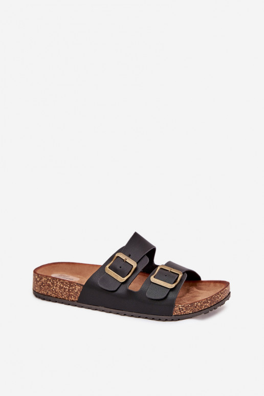 Féminin Chaussons avec une plateforme avec boucles couleur noire Vesina Féminin Chaussons avec une plateforme avec boucles couleur noire Vesina