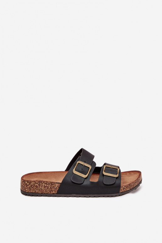 Féminin Chaussons avec une plateforme avec boucles couleur noire Vesina Féminin Chaussons avec une plateforme avec boucles couleur noire Vesina