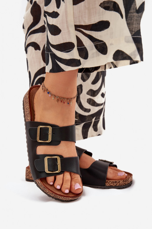 Féminin Chaussons avec une plateforme avec boucles couleur noire Vesina Féminin Chaussons avec une plateforme avec boucles couleur noire Vesina