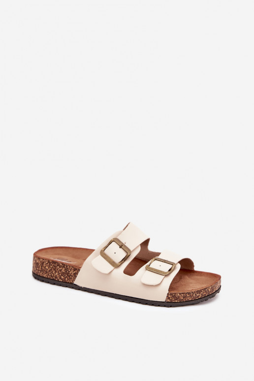 Féminin Chaussons avec une plateforme avec boucles beige Vesina Féminin Chaussons avec une plateforme avec boucles beige Vesina