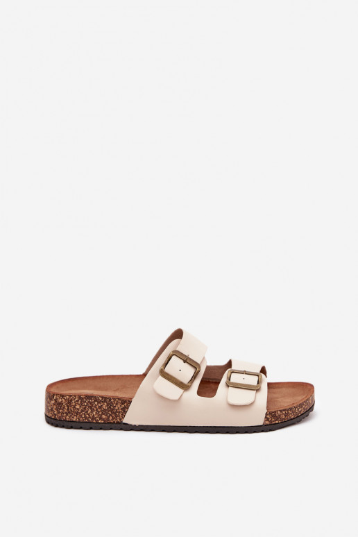 Féminin Chaussons avec une plateforme avec boucles beige Vesina Féminin Chaussons avec une plateforme avec boucles beige Vesina
