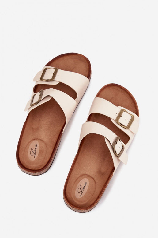 Féminin Chaussons avec une plateforme avec boucles beige Vesina Féminin Chaussons avec une plateforme avec boucles beige Vesina