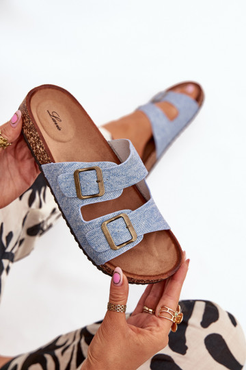 Féminin Chaussons avec une plateforme avec boucles Jasny Jeans Vesina