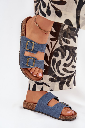 Féminin Chaussons avec une plateforme avec boucles Sombre Jeans Vesina