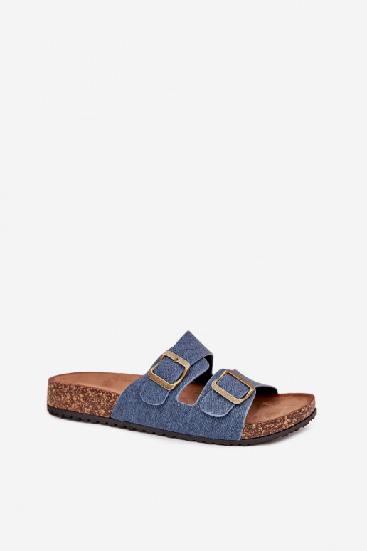 Féminin Chaussons avec une plateforme avec boucles Sombre Jeans Vesina Féminin Chaussons avec une plateforme avec boucles Sombre Jeans Vesina