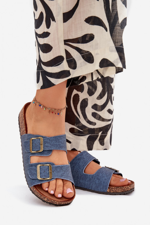 Féminin Chaussons avec une plateforme avec boucles Sombre Jeans Vesina Féminin Chaussons avec une plateforme avec boucles Sombre Jeans Vesina