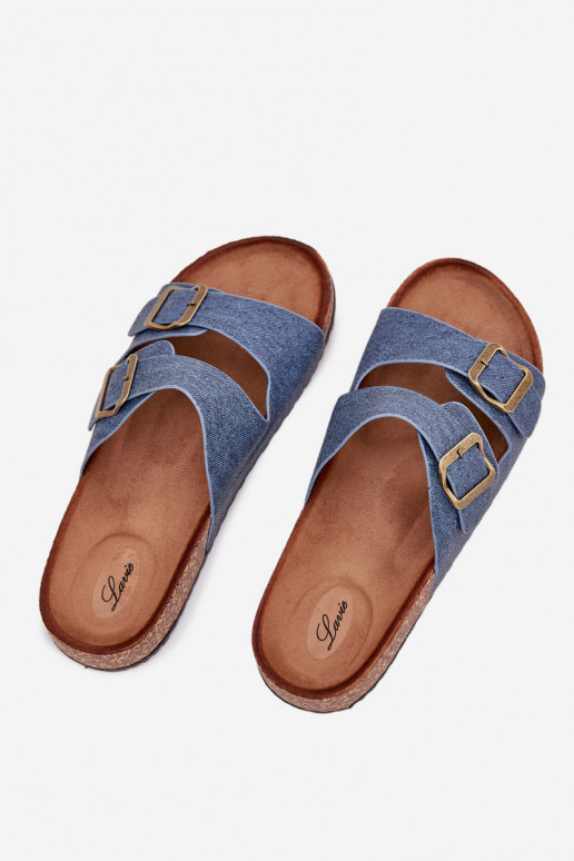 Féminin Chaussons avec une plateforme avec boucles Sombre Jeans Vesina Féminin Chaussons avec une plateforme avec boucles Sombre Jeans Vesina