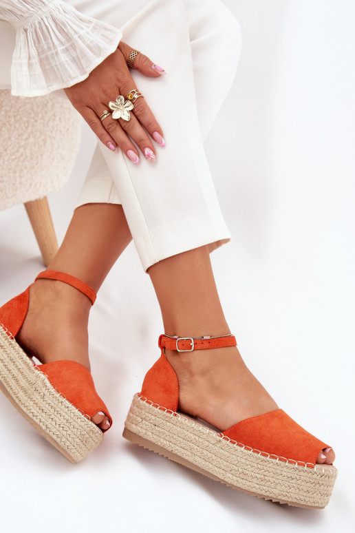 des sandales Espadrilles avec une plateforme Avec tresse couleur orange Selise des sandales Espadrilles avec une plateforme Avec tresse couleur orange Selise
