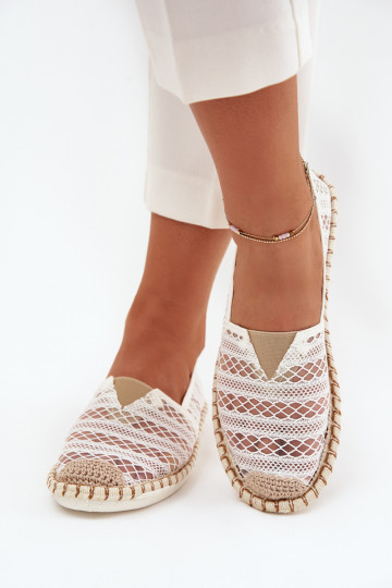 Espadrilles blanches en dentelle avec filet Faylira