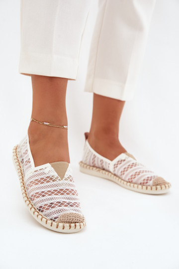 espadrilles en dentelle Féminin avec maille couleur blanche Faylira 2