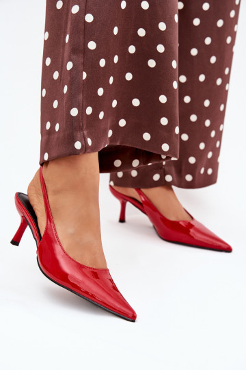 avec effet vernis Chaussures avec des talons fins avec un talon ouvert couleur rouge Talira
