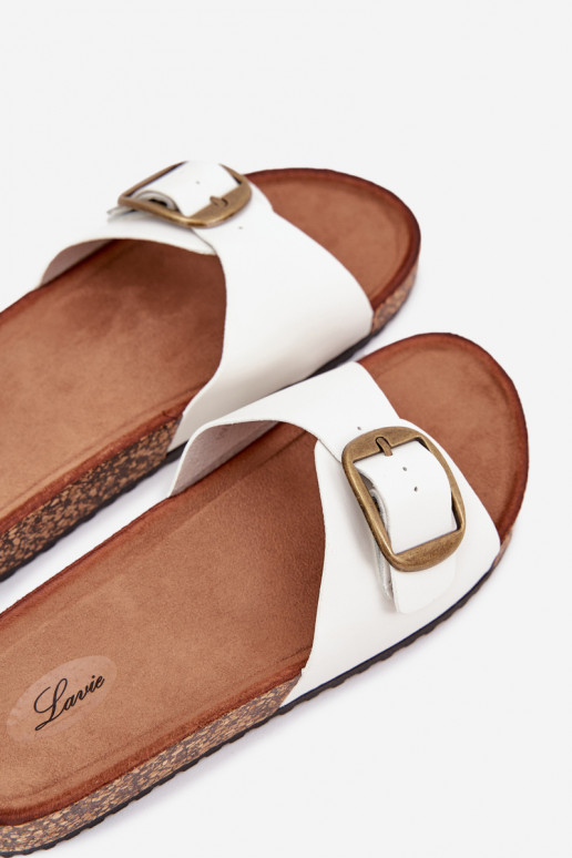 Pantoufles pour femmes avec une plateforme avec boucles couleur blanche Vianara Pantoufles pour femmes avec une plateforme avec boucles couleur blanche Vianara