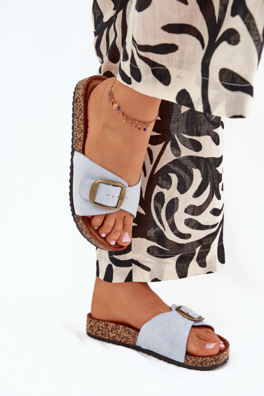 Pantoufles pour femmes avec boucles avec une plateforme couleur bleue Zavira Pantoufles pour femmes avec boucles avec une plateforme couleur bleue Zavira