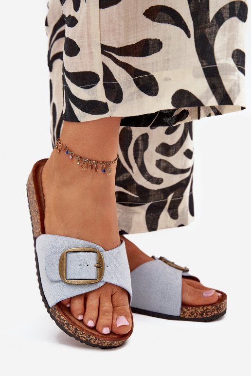 Pantoufles pour femmes avec boucles avec une plateforme couleur bleue Zavira Pantoufles pour femmes avec boucles avec une plateforme couleur bleue Zavira