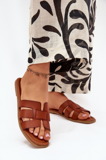 Pantoufles pour femmes avec des talons larges marron Mirona 2