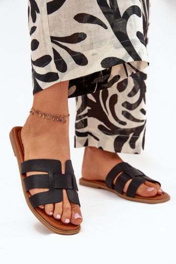 Chaussons noirs pour femmes avec talons larges Mirona 2