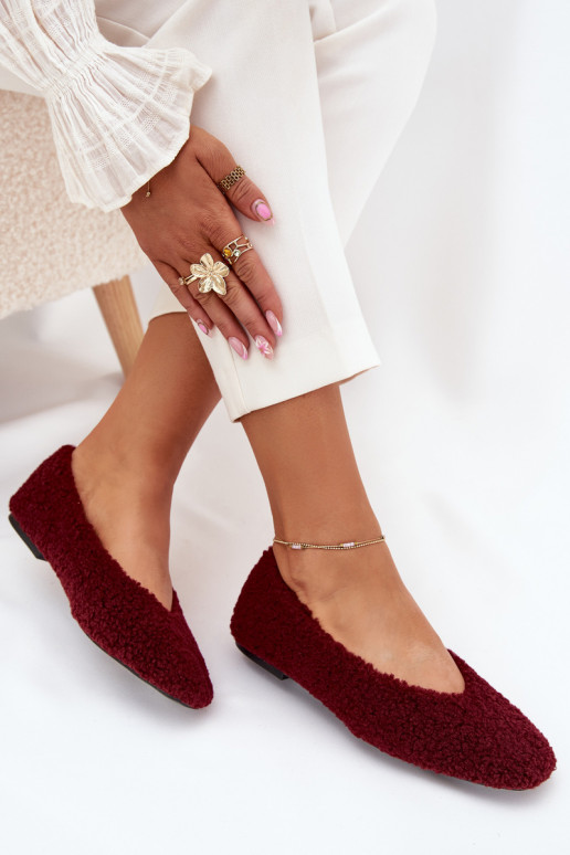 Ballerines Féminin avec un manteau de fourrure Typu Baranek Bourgogne Zimira Ballerines Féminin avec un manteau de fourrure Typu Baranek Bourgogne Zimira