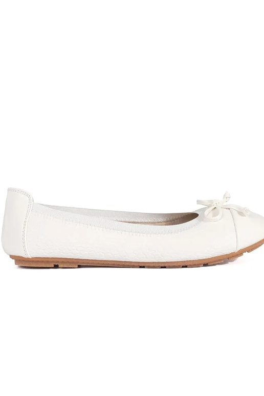 couleur blanche laqué ballerines avec un arc